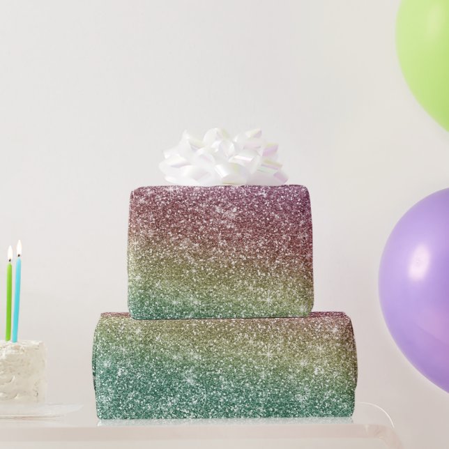 Regenbogen Glitter  Geschenkpapier (Partygeschenke)