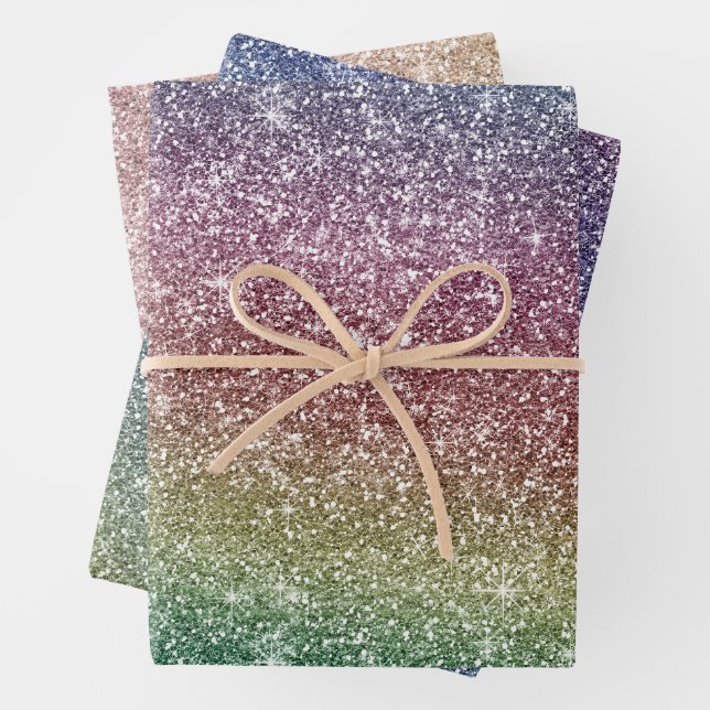 Regenbogen Glitter  Geschenkpapier Set (Beispiel)