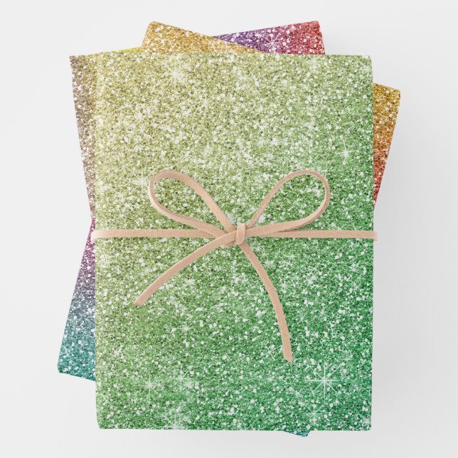 Regenbogen Glitter  Geschenkpapier Set (Beispiel)