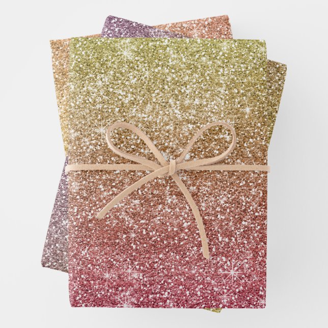 Regenbogen Glitter  Geschenkpapier Set (Beispiel)