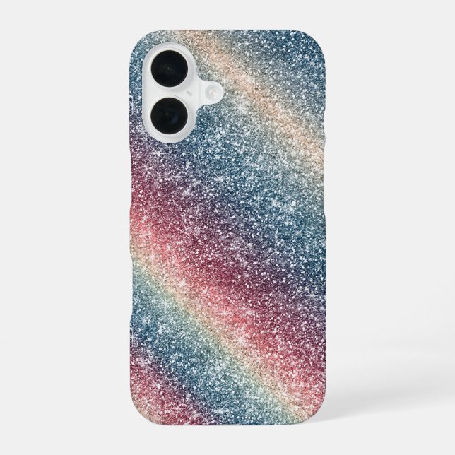 Regenbogen Glitter  iPhone 16 Hülle (Rückseite)