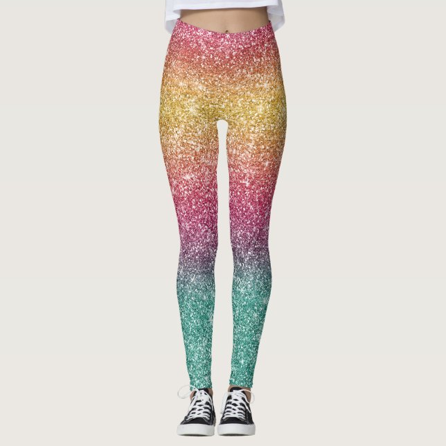 Regenbogen Glitter  Leggings (Vorderseite)
