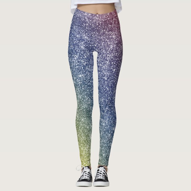 Regenbogen Glitter  Leggings (Vorderseite)