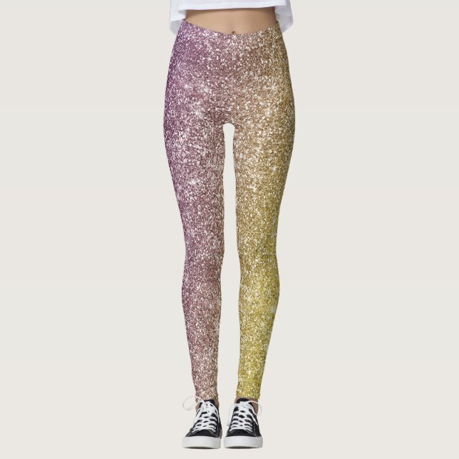 Regenbogen Glitter  Leggings (Vorderseite)