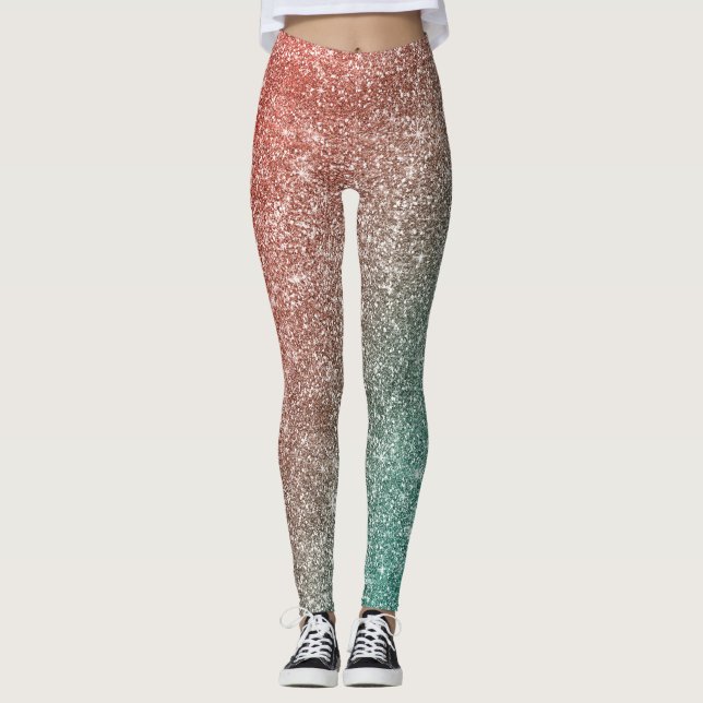 Regenbogen Glitter  Leggings (Vorderseite)
