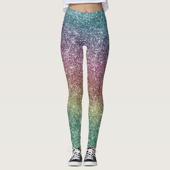 Regenbogen Glitter  Leggings (Vorderseite)