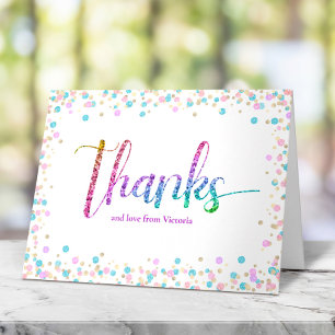 Regenbogen Glitter Ombre Konfetti Sweet 16 Geburts Dankeskarte