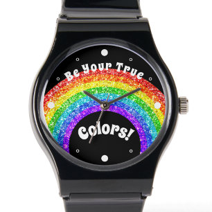 Regenbogen Glitter Pride LGBT sei deine wahre Farb Armbanduhr