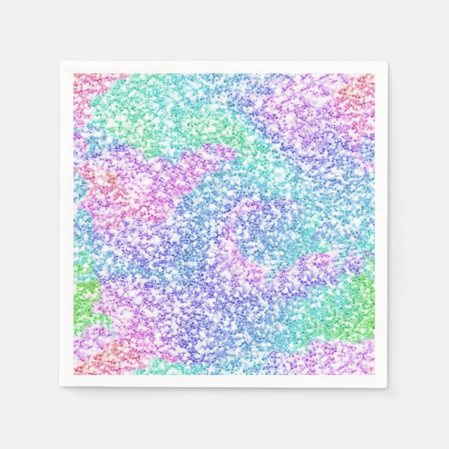 Regenbogen Glitter Serviette (Vorderseite)