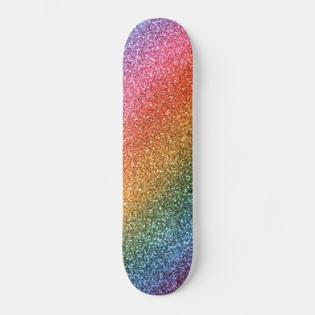 Regenbogen-Glitter Skateboard (Vorderseite)