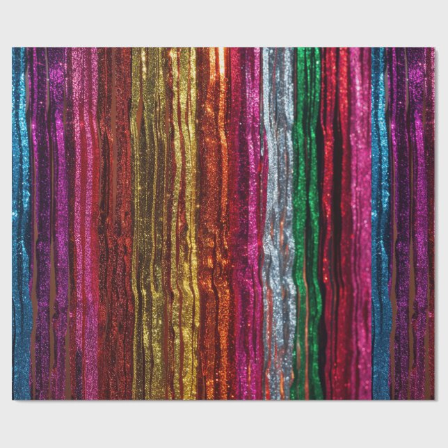 Regenbogen Glitter Tinsel Strähnen PartyVerpackung Geschenkpapier (Flach)