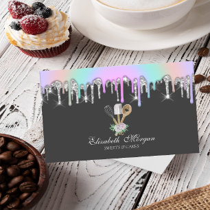Regenbogen Glitter Tropfen Bäckerei Gebäck Handwer Visitenkarte