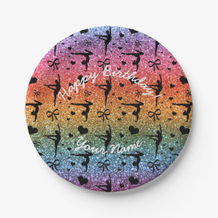 Regenbogen-Glittergymnastik alles Gute zum Pappteller