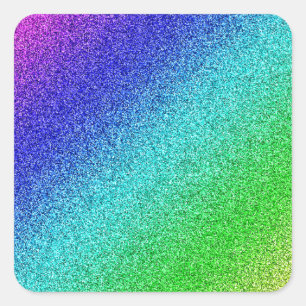 Regenbogen Glitzer bunt Quadratischer Aufkleber