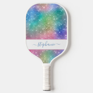 Regenbogen Glitzer Glamour Persönlich Pickleball Schläger