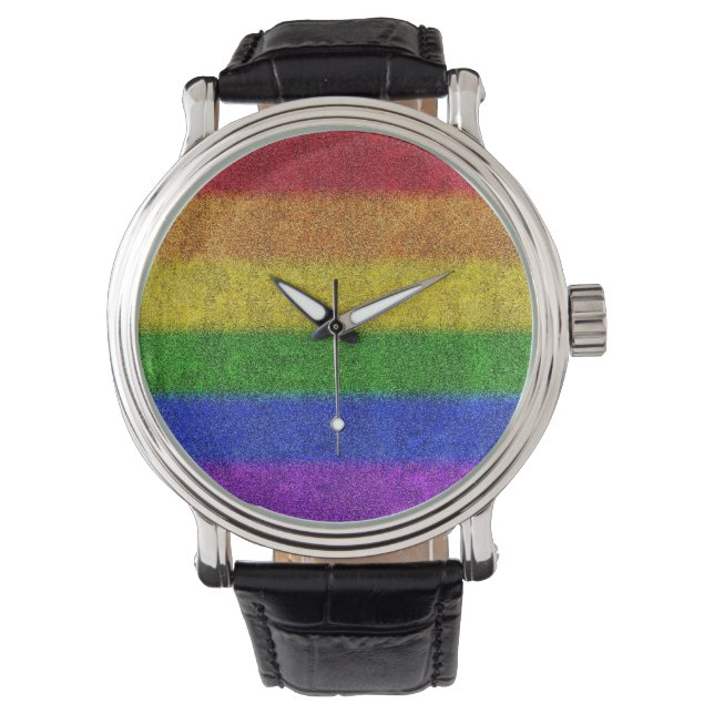 Regenbogen-Glitzer Gradient Armbanduhr (Vorderseite)