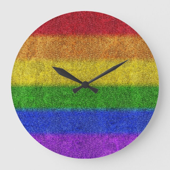 Regenbogen-Glitzer Gradient Große Wanduhr (Vorderseite)