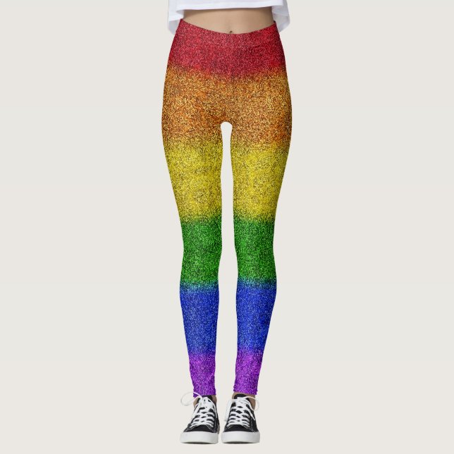 Regenbogen-Glitzer Gradient Leggings (Vorderseite)