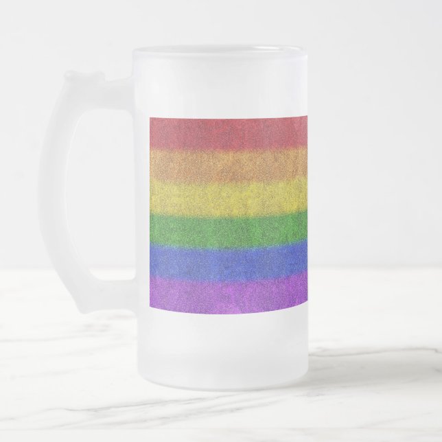 Regenbogen-Glitzer Gradient Mattglas Bierglas (Links)
