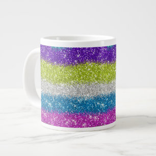 Regenbogen-Glitzer Jumbo-Tasse