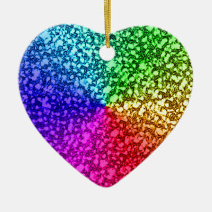 REGENBOGEN-GLITZER KERAMIK ORNAMENT