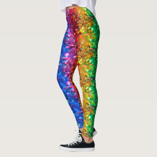 Regenbogen-Glitzer Leggings