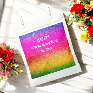 Regenbogen Glitzer Rosa Gelb Grüne Geschenktüten Geschenktütchen
