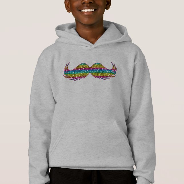 Regenbogen-Glitzer-Schnurrbart Hoodie (Vorderseite)