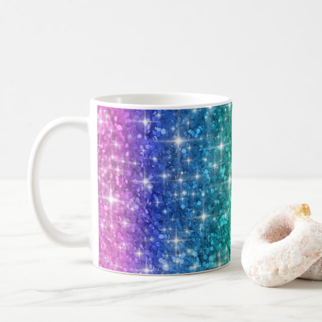 Regenbogen-Glitzer-Tasse Kaffeetasse (Mit Donut)