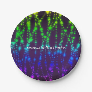 Regenbogen-Glow-Neon-Funkeln-Birthday-Party Pappteller