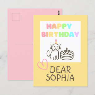 Regenbogen Glücklicher Geburtstag Katze Postkarte