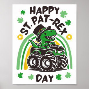 Regenbogen Glücklicher St Pat Trex Tag Dino St Pat Poster