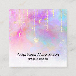 *~* Regenbogen Gold Sparkle Glitzer Moon Sun Unico Quadratische Visitenkarte