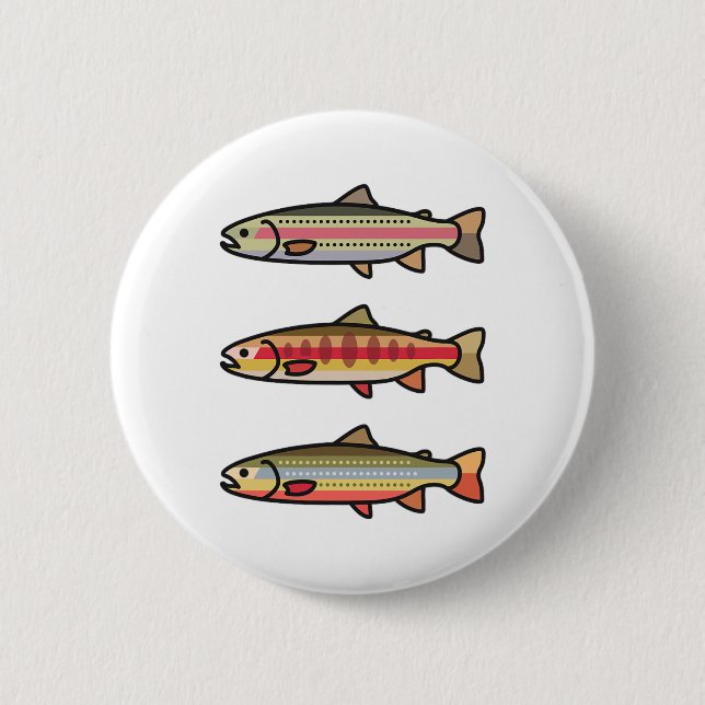 Regenbogen-Goldbachforellen-Anglergeschenk Button (Vorderseite)
