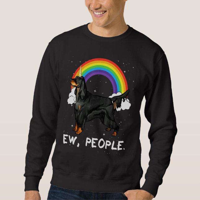 Regenbogen Gordon Setter Ew Menschen Einhorn Hund Sweatshirt (Vorderseite)