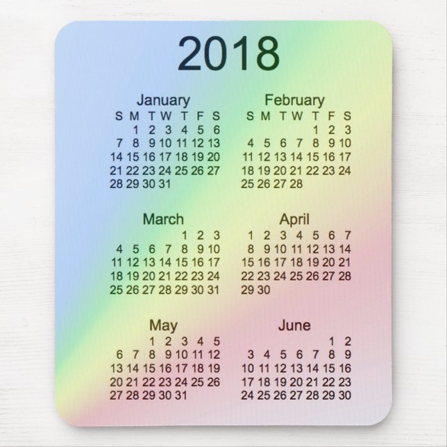 Regenbogen-Großdruck-6-monatiger Kalender 2018 Mousepad (Vorne)
