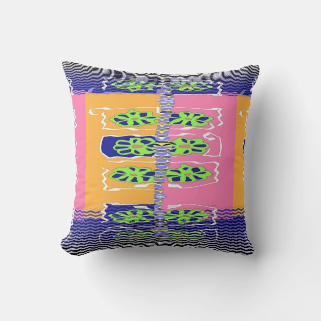 Regenbogen Grün Blau Floral Kissen (Vorderseite)