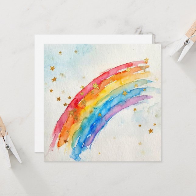 Regenbogen-Grußkarte. Karte (Vorderseite/Rückseite Beispiel)