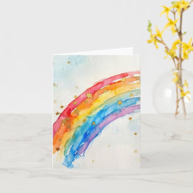 Regenbogen-Grußkarte. Karte (Gelbe Blume)
