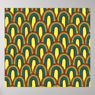 Regenbogen Hand Gezeichnet: Vintager Nahtloser Arm Poster