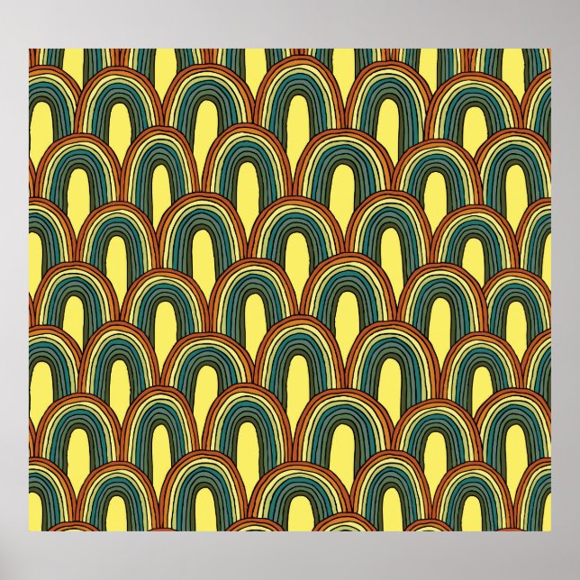 Regenbogen Hand Gezeichnet: Vintager Nahtloser Arm Poster (Vorne)