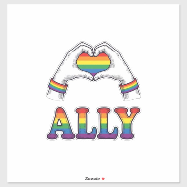 Regenbogen Hände Herz Vintage Pride Shirt Design Aufkleber (Blatt)