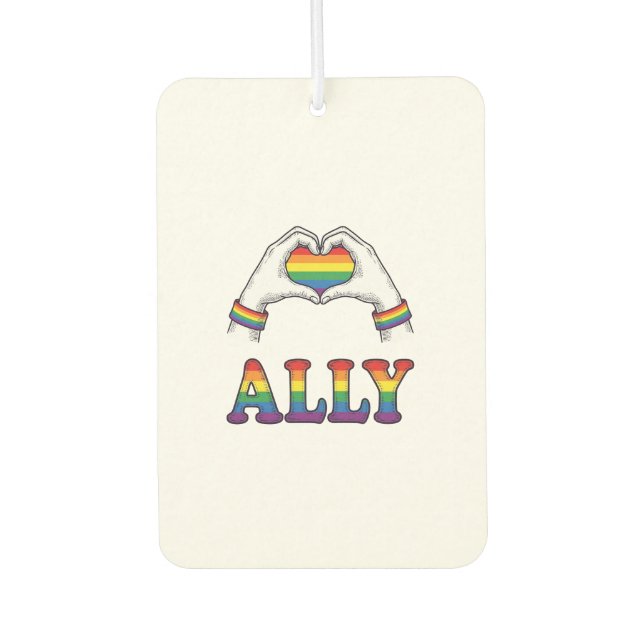 Regenbogen Hände Herz Vintage Pride Shirt Design Autolufterfrischer (Vorderseite)