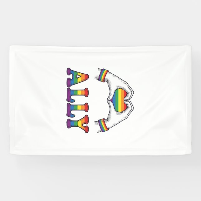 Regenbogen Hände Herz Vintage Pride Shirt Design Banner (Horizontal)