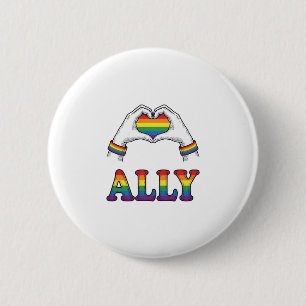 Regenbogen Hände Herz Vintage Pride Shirt Design Button