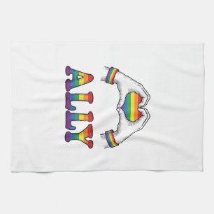 Regenbogen Hände Herz Vintage Pride Shirt Design Geschirrtuch