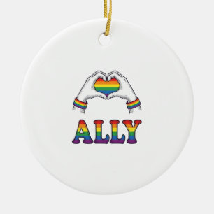 Regenbogen Hände Herz Vintage Pride Shirt Design Keramik Ornament