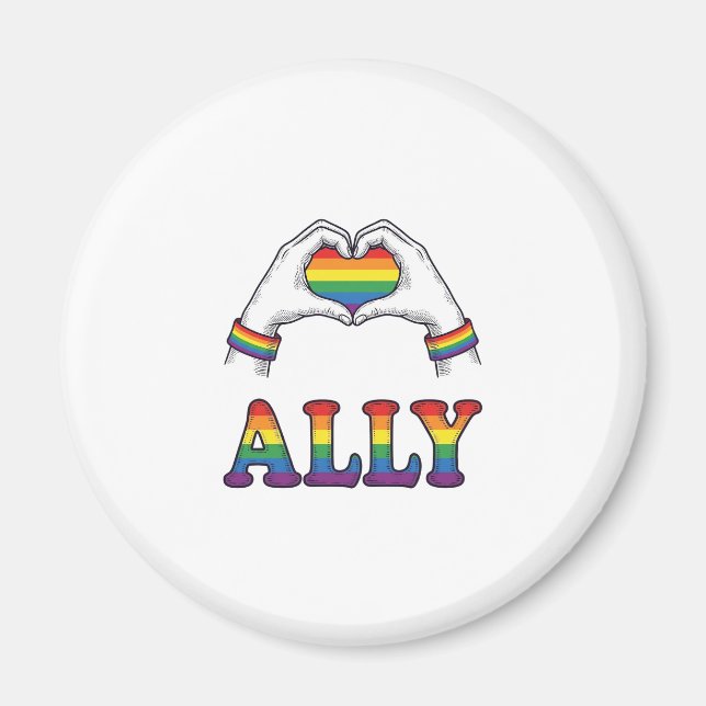 Regenbogen Hände Herz Vintage Pride Shirt Design Magnet (Vorne)