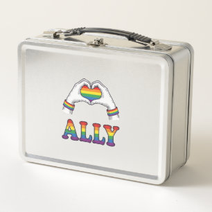 Regenbogen Hände Herz Vintage Pride Shirt Design Metall Brotdose