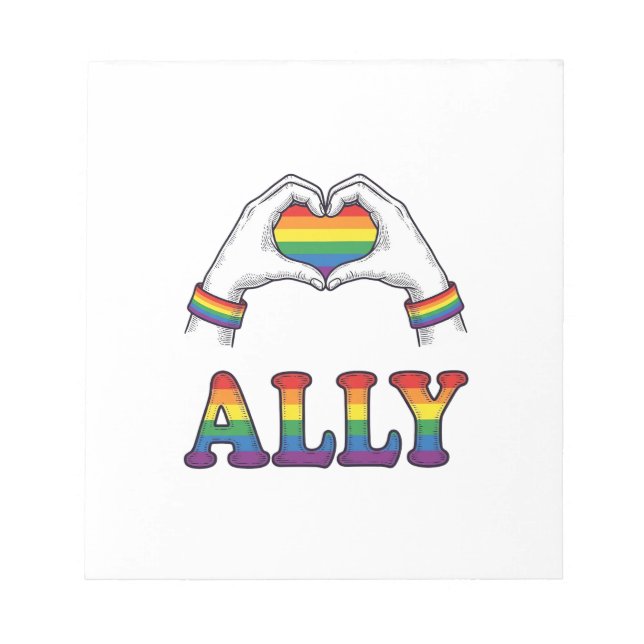 Regenbogen Hände Herz Vintage Pride Shirt Design Notizblock (Vorderseite)